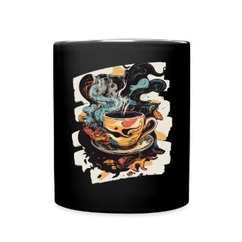 Kaffee Coffee Kaffeeliebhaber - Tasse einfarbig - Schwarz - Vorne