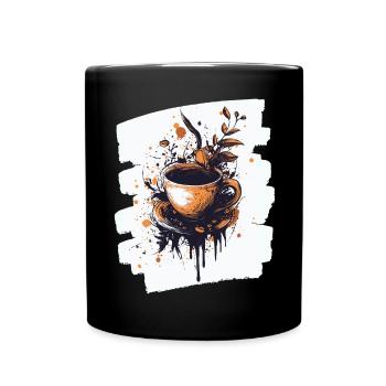 Kaffee Coffee Kaffeeliebhaber - Tasse einfarbig - Schwarz - Vorne