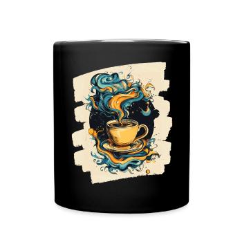 Kaffee Coffee Kaffeeliebhaber - Tasse einfarbig - Schwarz - Vorne