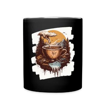 Kaffee Coffee Kaffeeliebhaber - Tasse einfarbig - Schwarz - Vorne