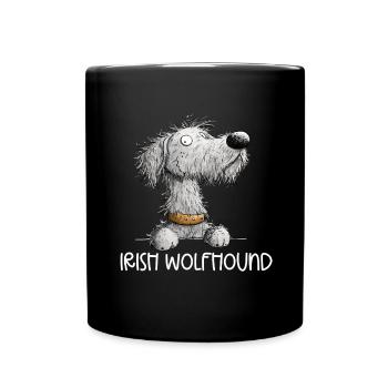 Irischer Wolfshund Cartoon Hund Hunderasse - Tasse einfarbig - Schwarz - Vorne