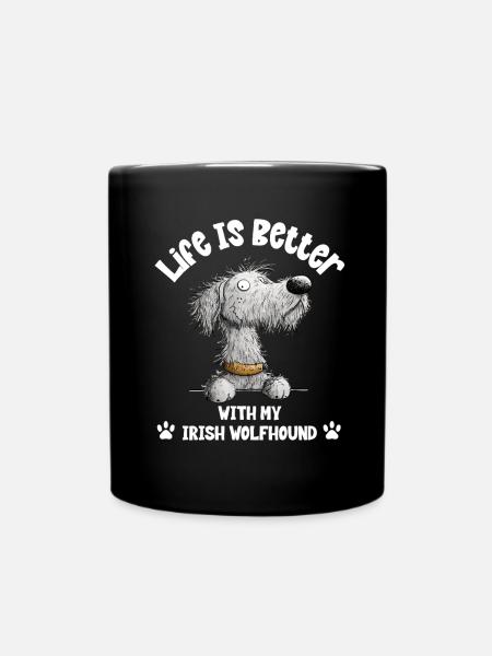 Irischer Wolfshund Cartoon Hund Hunderasse - Tasse einfarbig - Schwarz