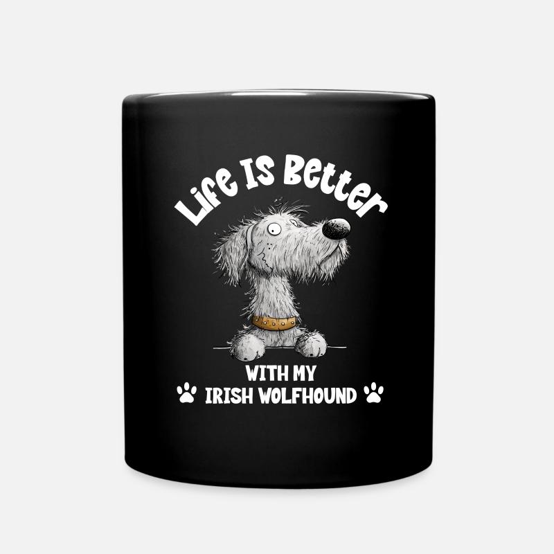 Irischer Wolfshund Cartoon Hund Hunderasse - Tasse einfarbig - Schwarz