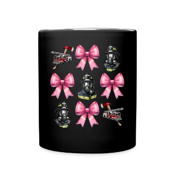 Coquette Bow Brandbekämpfung Feuerwehrmann - Tasse einfarbig - Schwarz - Vorne