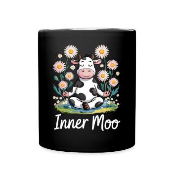 Yoga-Kuh für innere Ruhe - Meditierende Kuh - Tasse einfarbig - Schwarz - Vorne