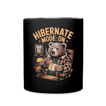 Relaxed bear in winter mode - Full Colour Mug - black - Front