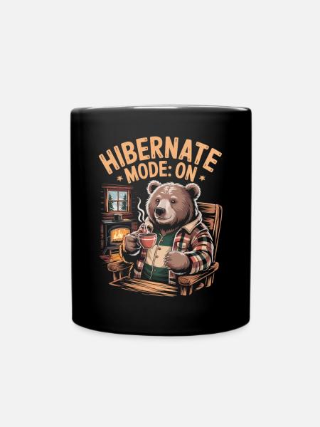 Entspannter Bär im Wintermodus - Tasse einfarbig - Schwarz