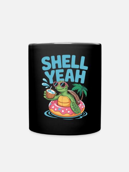 Sommer mit Stil – Turtle Time - Tasse einfarbig - Schwarz