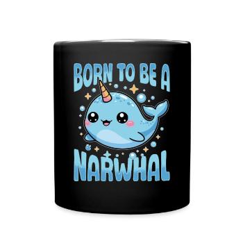Narwhal Chibi Kawaii - Tasse einfarbig - Schwarz - Vorne
