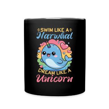 Narwhal Chibi Kawaii - Tasse einfarbig - Schwarz - Vorne