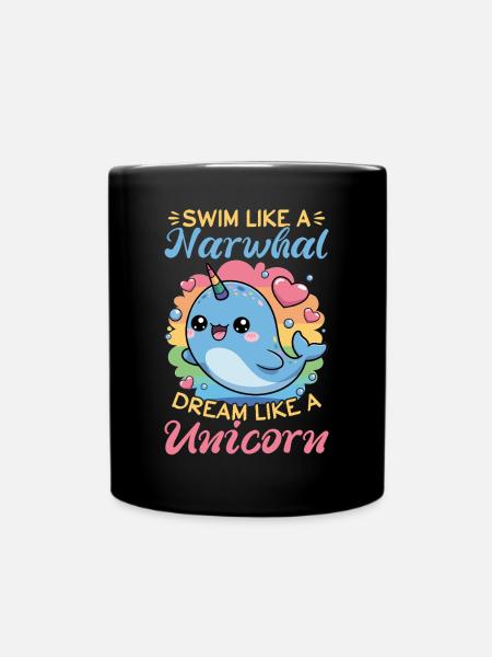 Narwhal Chibi Kawaii - Tasse einfarbig - Schwarz
