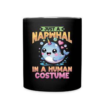 Narwhal Chibi Kawaii - Tasse einfarbig - Schwarz - Vorne