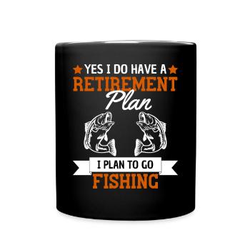 Funny Pensioner Angler Saying Retirement - Full Colour Mug - black - Front