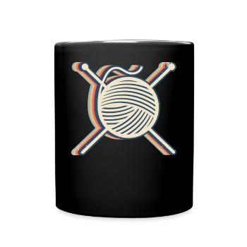 Stricken Stricker häkeln Garn Retro Line Art - Tasse einfarbig - Schwarz - Vorne