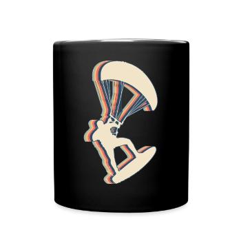 Kitesurfing Kite Surfer Retro Line Art - Full Colour Mug - black - Front