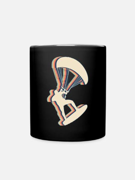 Kitesurf Kite Surfer Rétro Line Art - Mug uni - noir