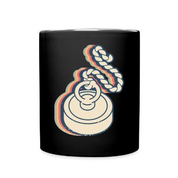 Magnet Fishing Magnet Fisherman Retro Line Art - Full Colour Mug - black - Front