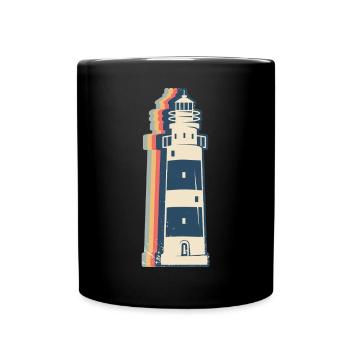Lighthouse Seaside Retro Line Art - Full Colour Mug - black - Front