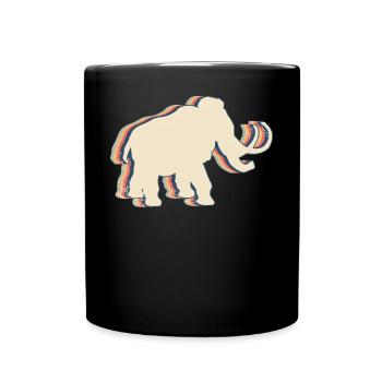 Mammut Elefant Retro Line Art - Tasse einfarbig - Schwarz - Vorne