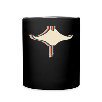 Manta Rochen Stachelrochen Retro Line Art - Tasse einfarbig - Schwarz - Vorne