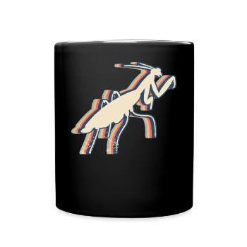 Mantis Gottesanbeterin Insekt Retro Line Art - Tasse einfarbig - Schwarz - Vorne