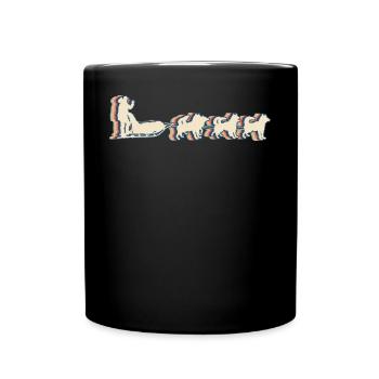 Mushing Sled Dog Sledding Retro Line Art - Tasse einfarbig - Schwarz - Vorne