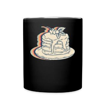 Pancakes Food Retro Line Art - Full Colour Mug - black - Front