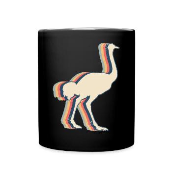 Strauß Tier Retro Line Art - Tasse einfarbig - Schwarz - Vorne