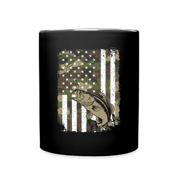 Pêche au poisson sur camouflage drapeau américain pour les pêcheurs à la ligne - Mug uni - noir - Devant