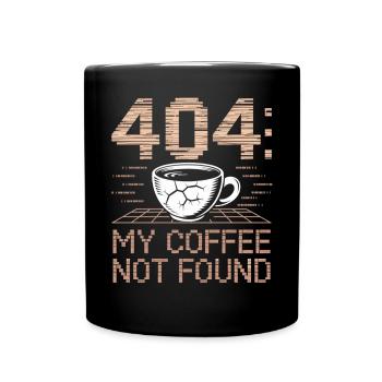 Coffee Shirt 404 Error Code - Full Colour Mug - black - Front