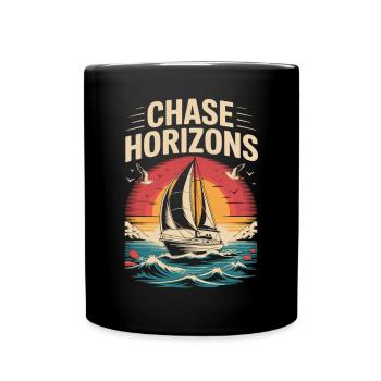 Segelboot bei Sonnenuntergang - Tasse einfarbig - Schwarz - Vorne