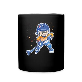 Kleiner Eishockeyspieler - Tasse einfarbig - Schwarz - Vorne