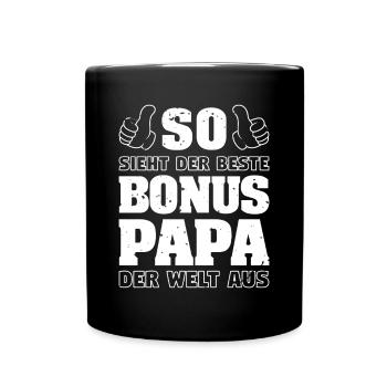 Bonus Papa Stiefvater Stiefpapa Vatertag Geschenk - Tasse einfarbig - Schwarz - Vorne