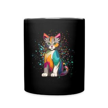 Chat coloré Art coloré pour les amoureux des chats - Mug uni - noir - Devant