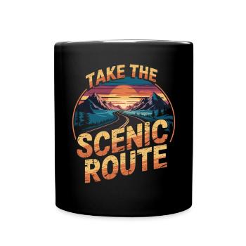 Take the Scenic Route – Retro Shirt - Full Colour Mug - black - Front