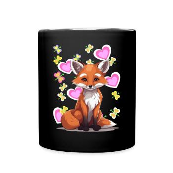 Renard Renards Enfant Enfants Coeur Rétro Années 80 - Mug uni - noir - Devant