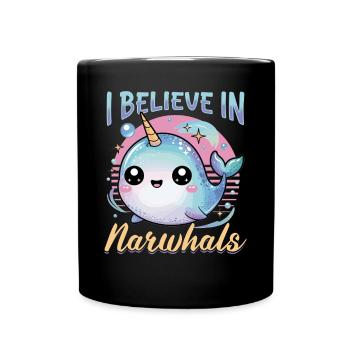 Narwhal Chibi Kawaii - Tasse einfarbig - Schwarz - Vorne