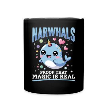Narwhal Chibi Kawaii - Tasse einfarbig - Schwarz - Vorne