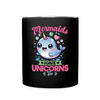 Narwhal Chibi Kawaii - Tasse einfarbig - Schwarz - Vorne