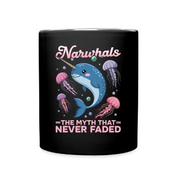 Narwhal Chibi Kawaii - Tasse einfarbig - Schwarz - Vorne