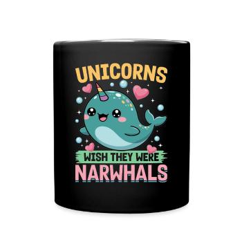 Narwhal Chibi Kawaii - Tasse einfarbig - Schwarz - Vorne