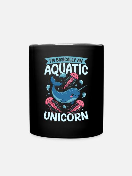 Narwhal Chibi Kawaii - Tasse einfarbig - Schwarz