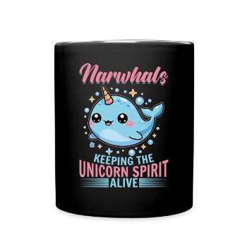 Narwhal Chibi Kawaii - Tasse einfarbig - Schwarz - Vorne