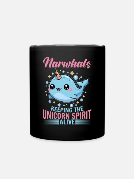 Narwhal Chibi Kawaii - Tasse einfarbig - Schwarz
