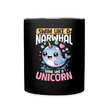 Narwhal Chibi Kawaii - Tasse einfarbig - Schwarz - Vorne