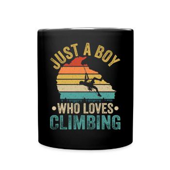 Just a boy who loves climbing - Full Colour Mug - black - Front