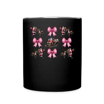 Coquette Bow Santa Christmas Santa Claus - Full Colour Mug - black - Front