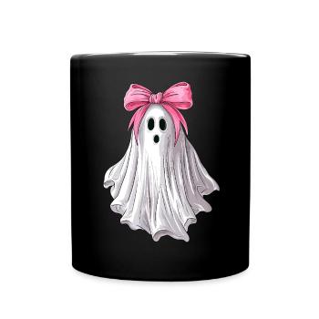 Coquettish Bow Ghost Ghost Spooky - Full Colour Mug - black - Front