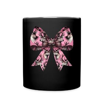 Coquette Bow Reindeer Pattern Christmas - Full Colour Mug - black - Front