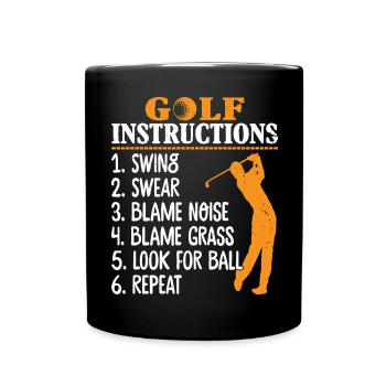 Golfer Golfen Golf Anleitung - Tasse einfarbig - Schwarz - Vorne